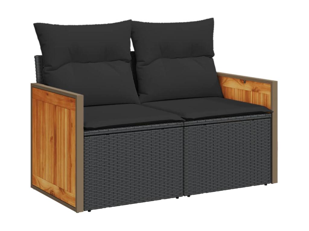 Ensemble de mobilier de jardin en résine tressée noire - dlz1766574937564