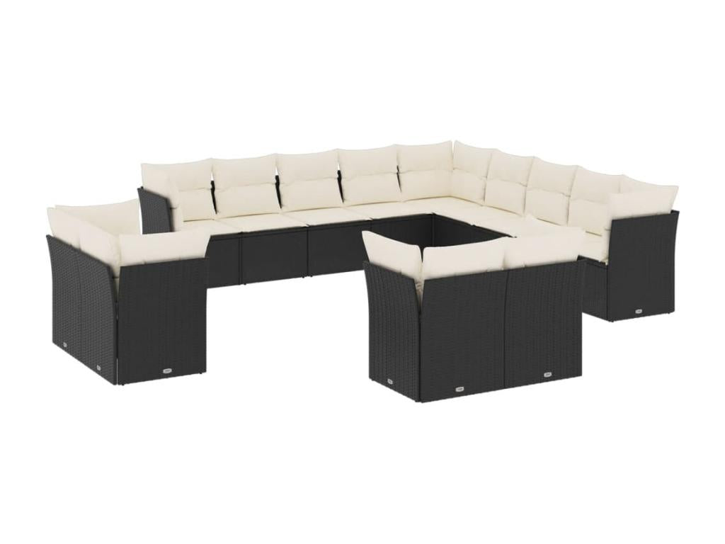 Ensemble de mobilier de jardin en résine tressée noire - dlz1766574877727