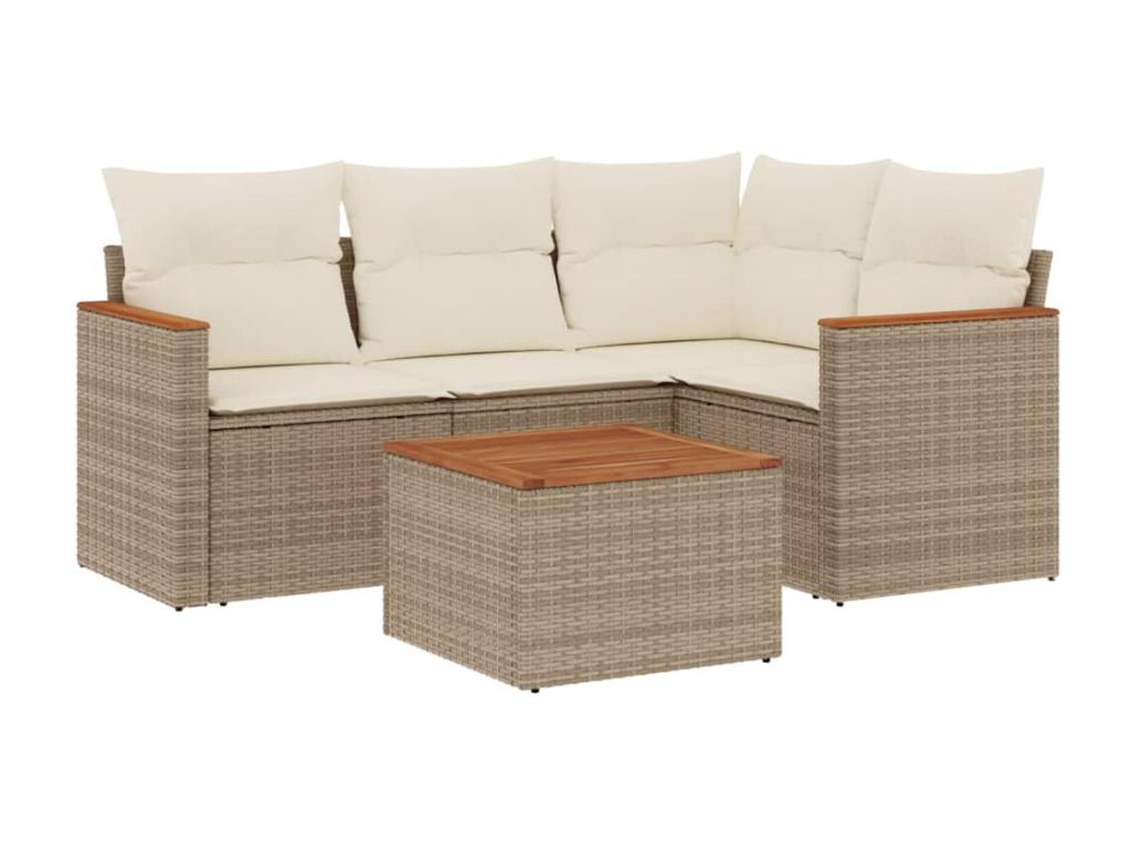 Ensemble de mobilier de jardin en résine tressée beige - dlz1766575270481