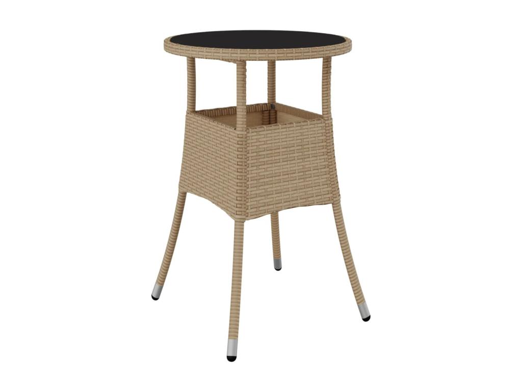 Table en verre beige, 60 x 75 cm