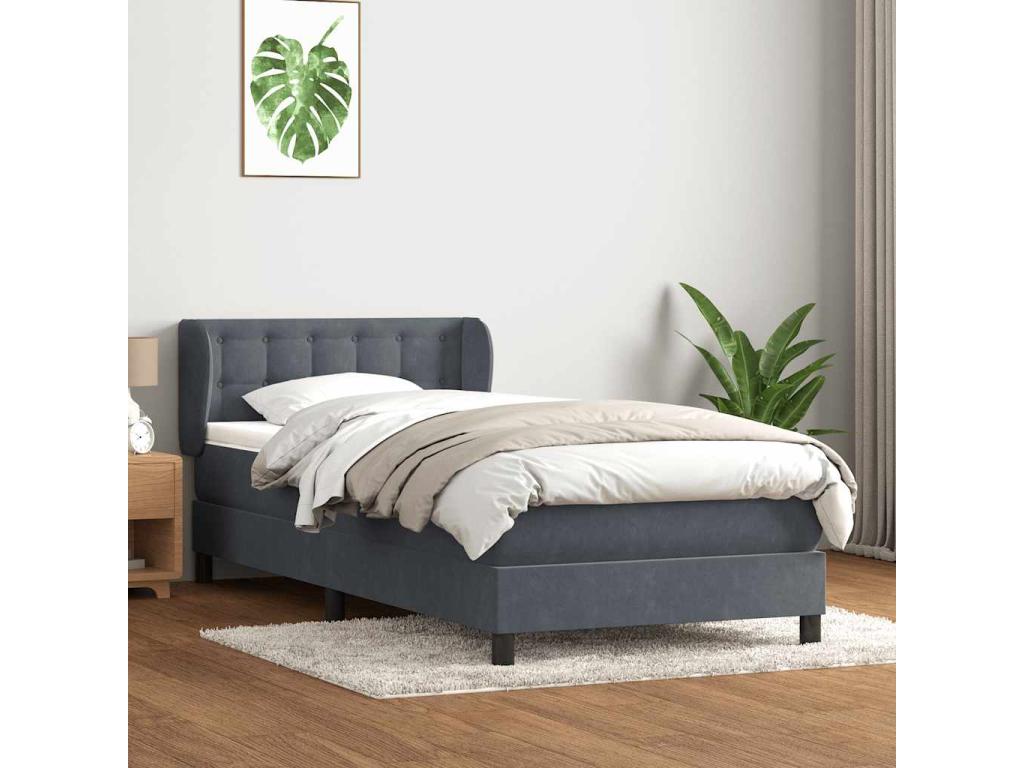 Matelas en velours gris, 80 x 220 cm