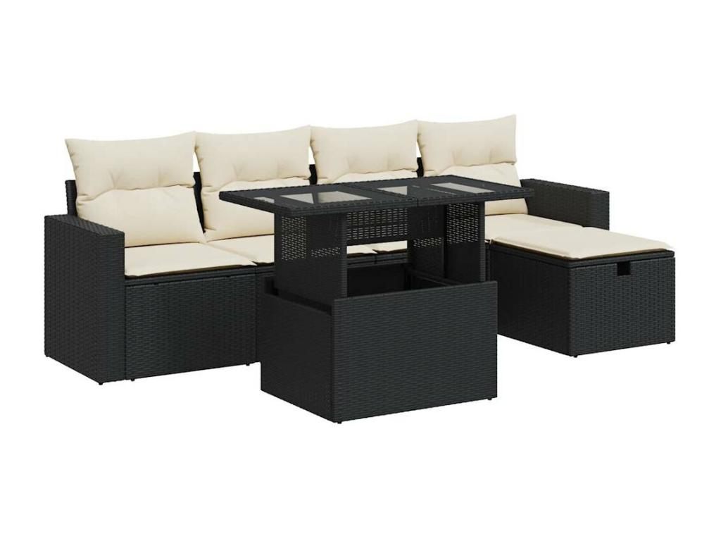Ensemble de mobilier de jardin en résine tressée noire - dlz1766575488592