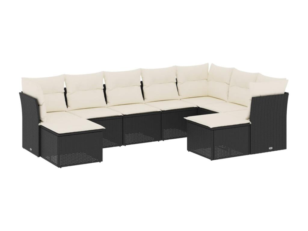 Ensemble de mobilier de jardin en résine tressée noire - dlz1766575350018