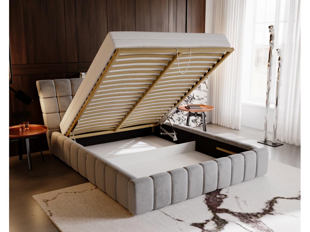 Lit en velours noir, 140 x 200 cm