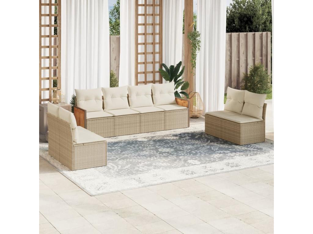 Ensemble de mobilier de jardin en résine tressée beige - dlz1766575648480