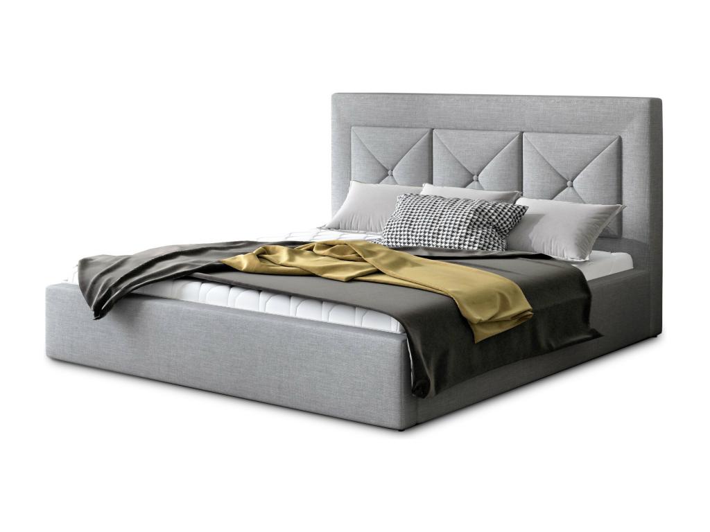 Lit en tissu gris, 180 x 200 cm