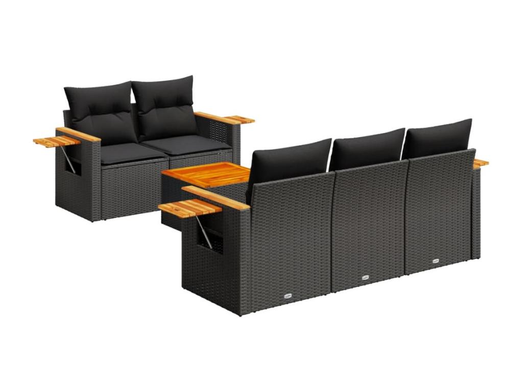 Ensemble de mobilier de jardin en résine tressée noire - dlz1766575494958