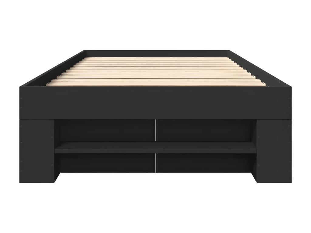 Cadre de lit en bois d'ingénierie noir, 90 x 190 cm