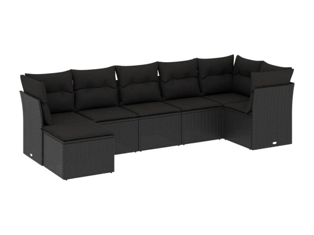 Ensemble de mobilier de jardin en résine tressée noire - dlz1766575608590