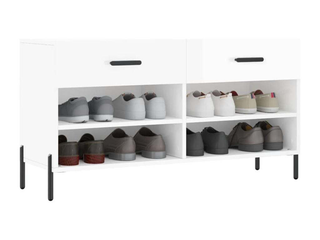 Banc en bois d'ingénierie blanc, 102 x 35 x 55 cm