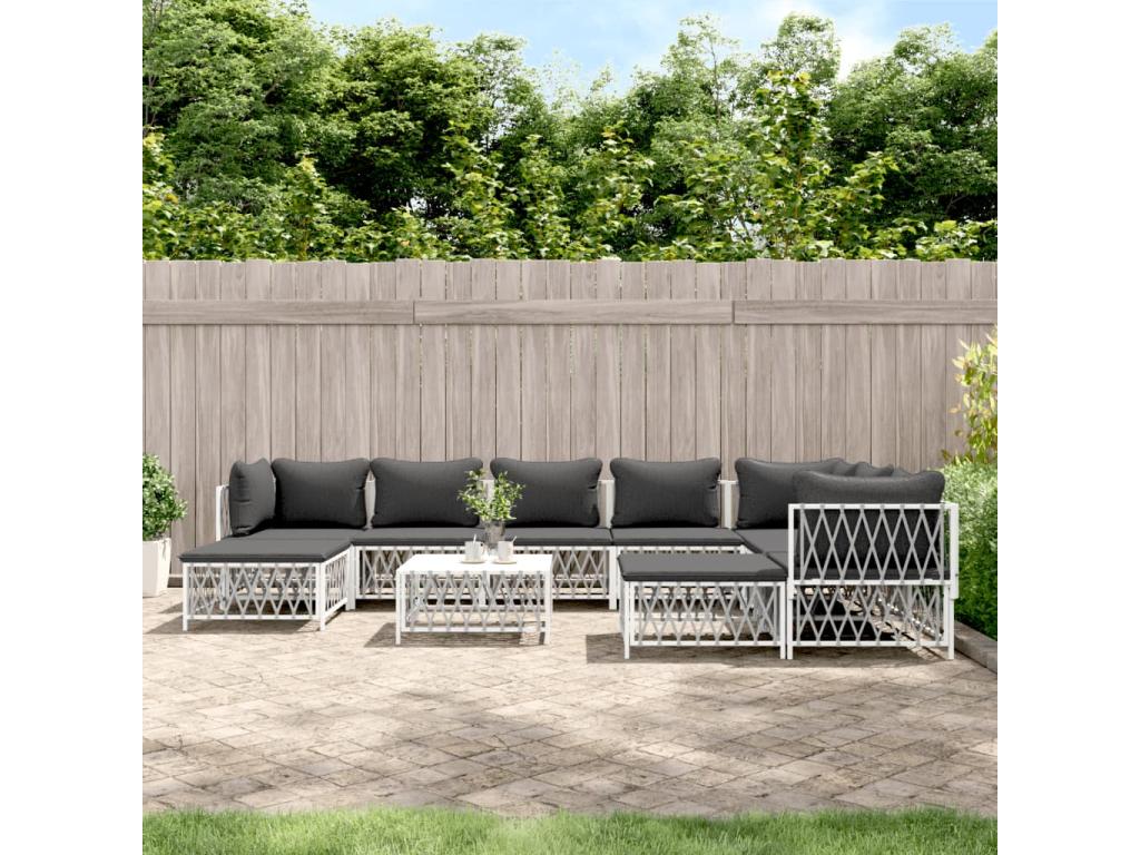 Ensemble de mobilier de jardin blanc - dlz1766575328628