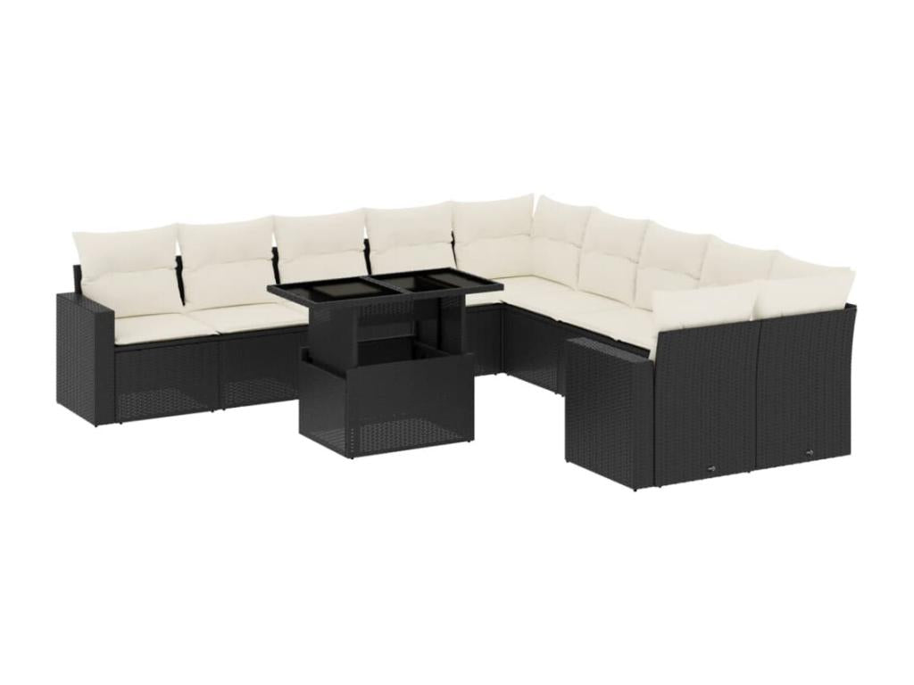 Ensemble de mobilier de jardin en résine tressée noire - dlz1766575418287