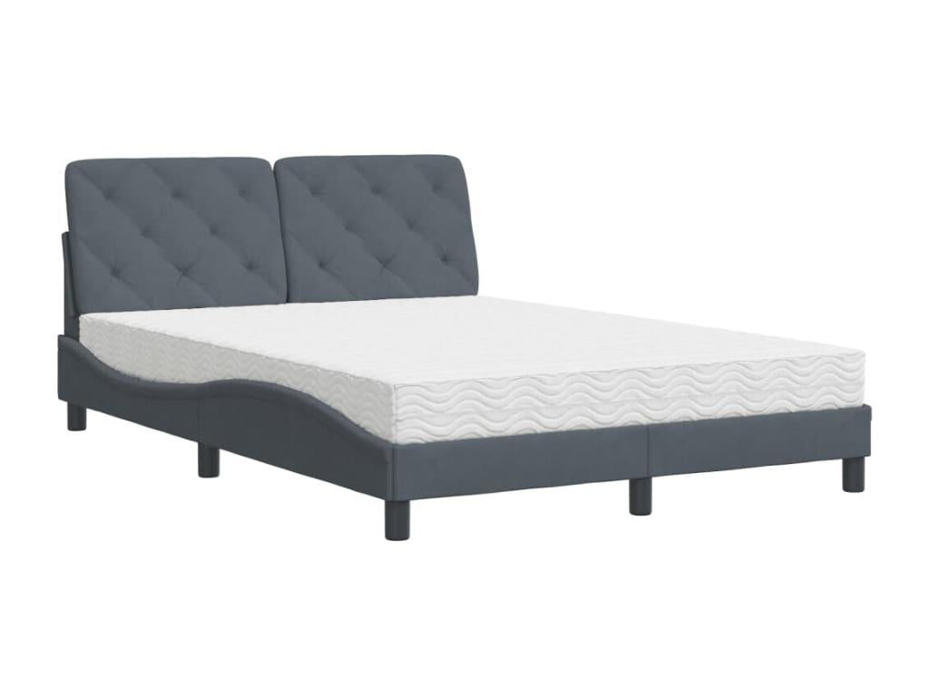 Matelas en velours gris, 140 x 190 cm