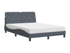 Matelas en velours gris, 140 x 190 cm