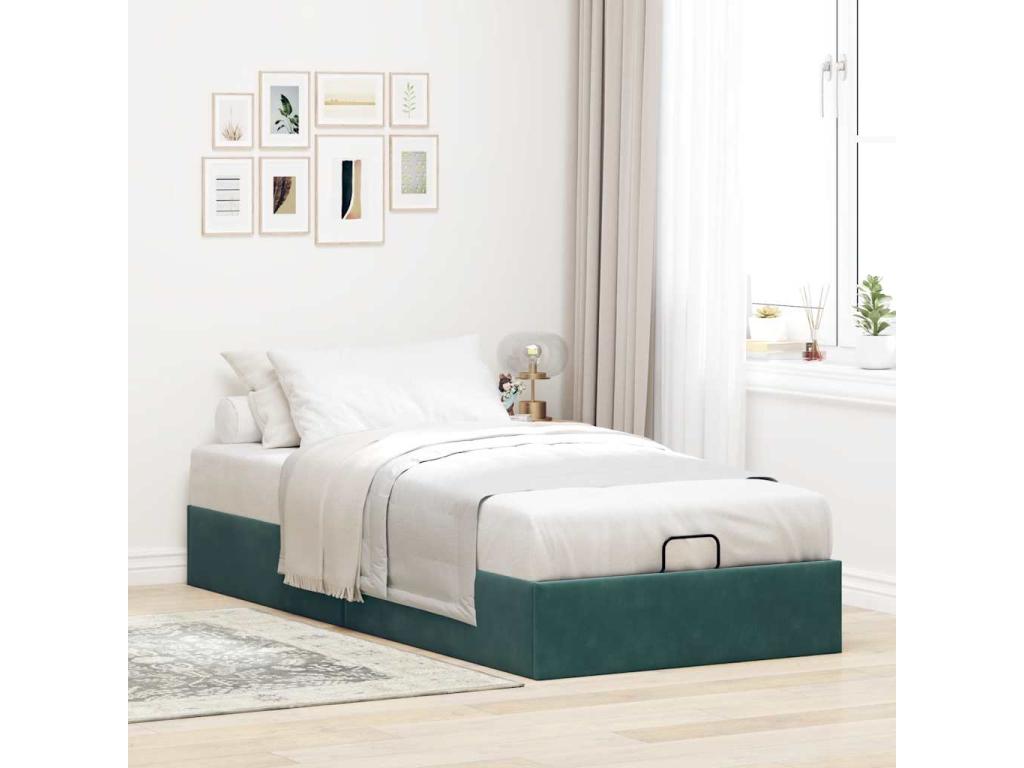 Matelas en velours vert, 90 x 200 cm