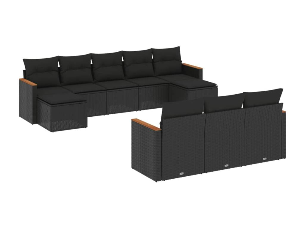 Ensemble de mobilier de jardin en résine tressée noire - dlz1766575337335