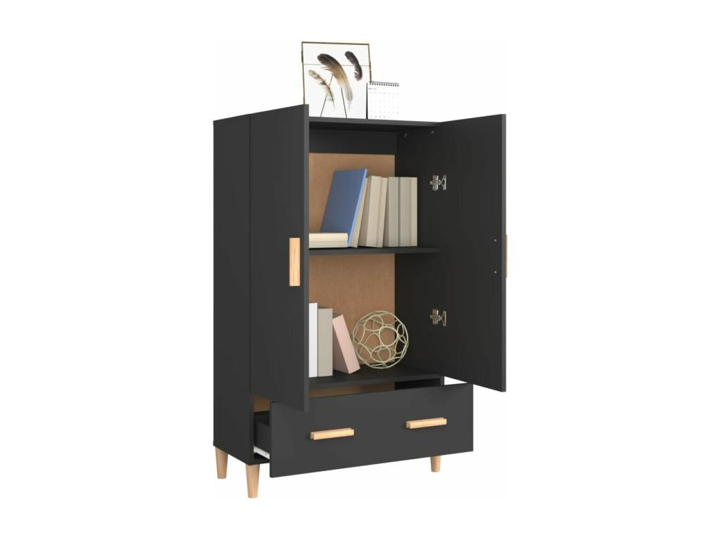 Buffet en bois d'ingénierie noir, 70 x 31 x 115 cm