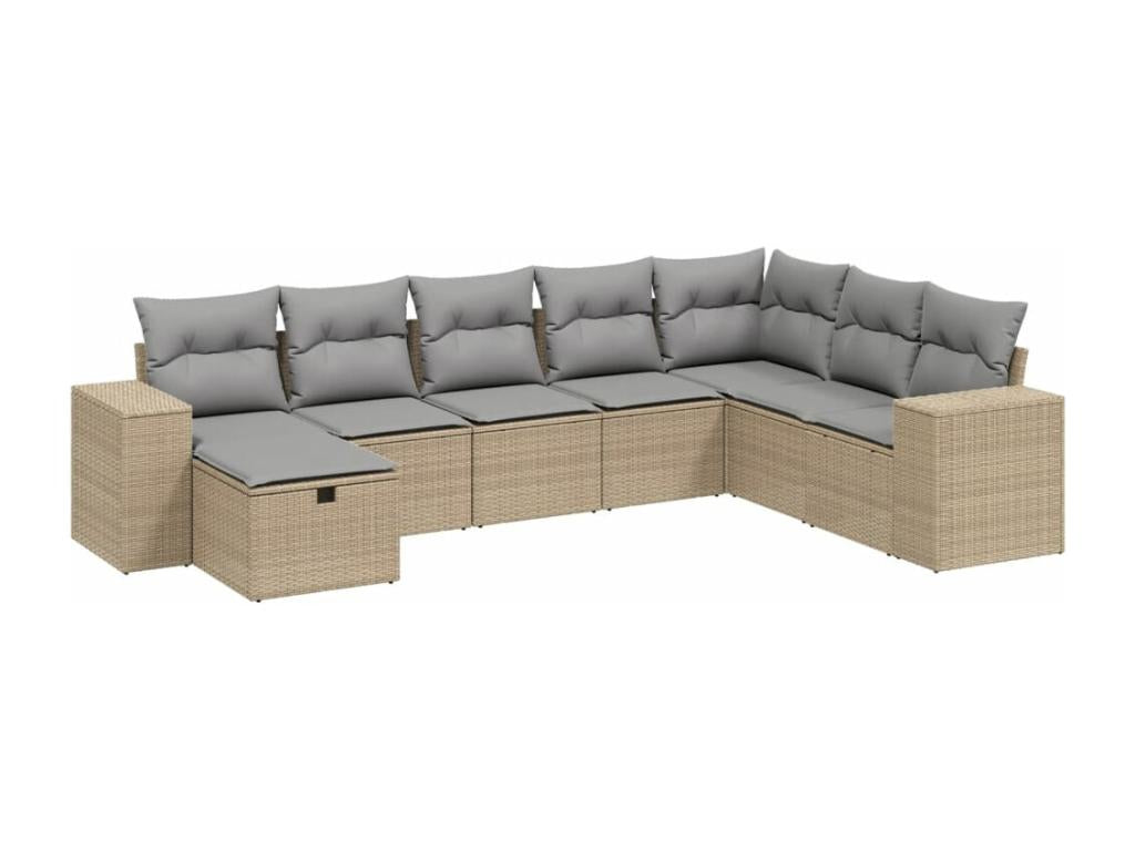 Ensemble de mobilier de jardin en résine tressée beige - dlz1766575663499