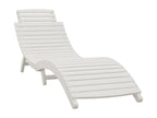 Chaise longue en bois massif blanc, 184 x 55 x 64 cm