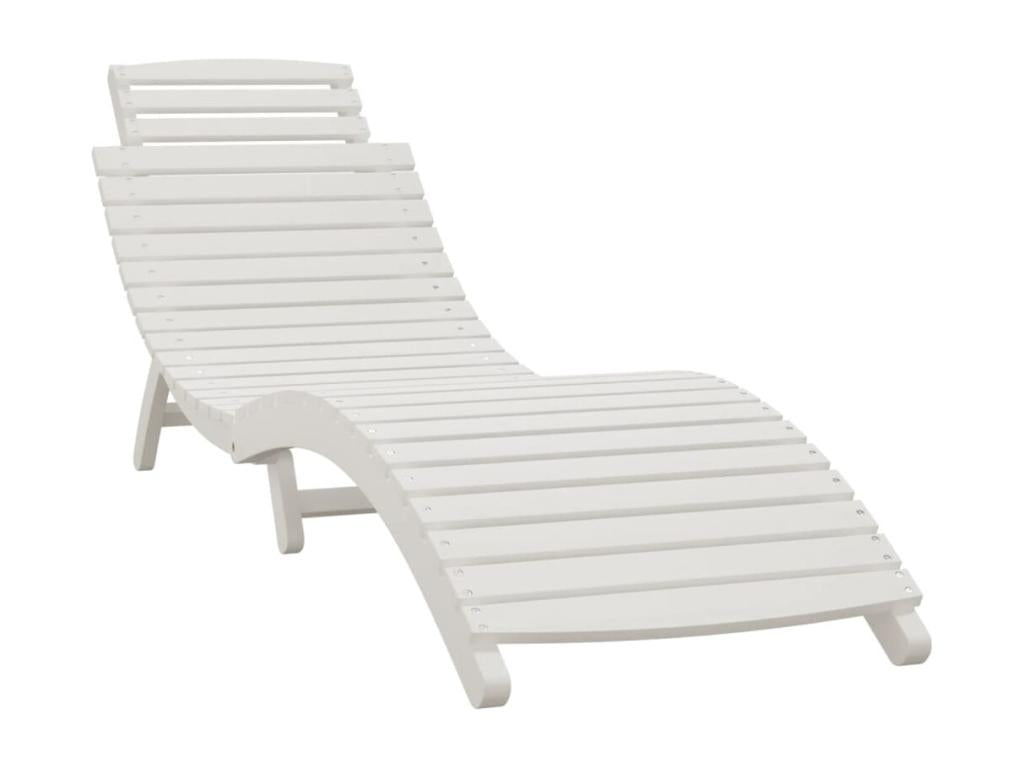 Chaise longue en bois massif blanc, 184 x 55 x 64 cm