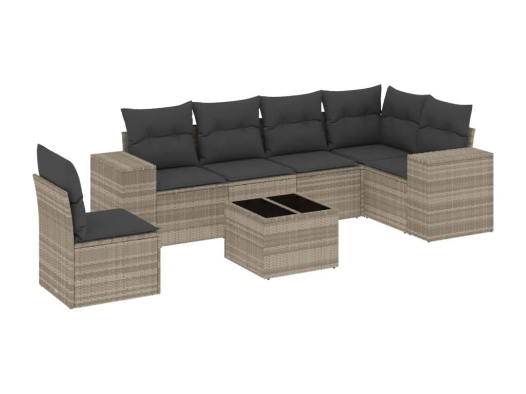 Ensemble de mobilier de jardin en résine tressée grise - dlz1766575296667