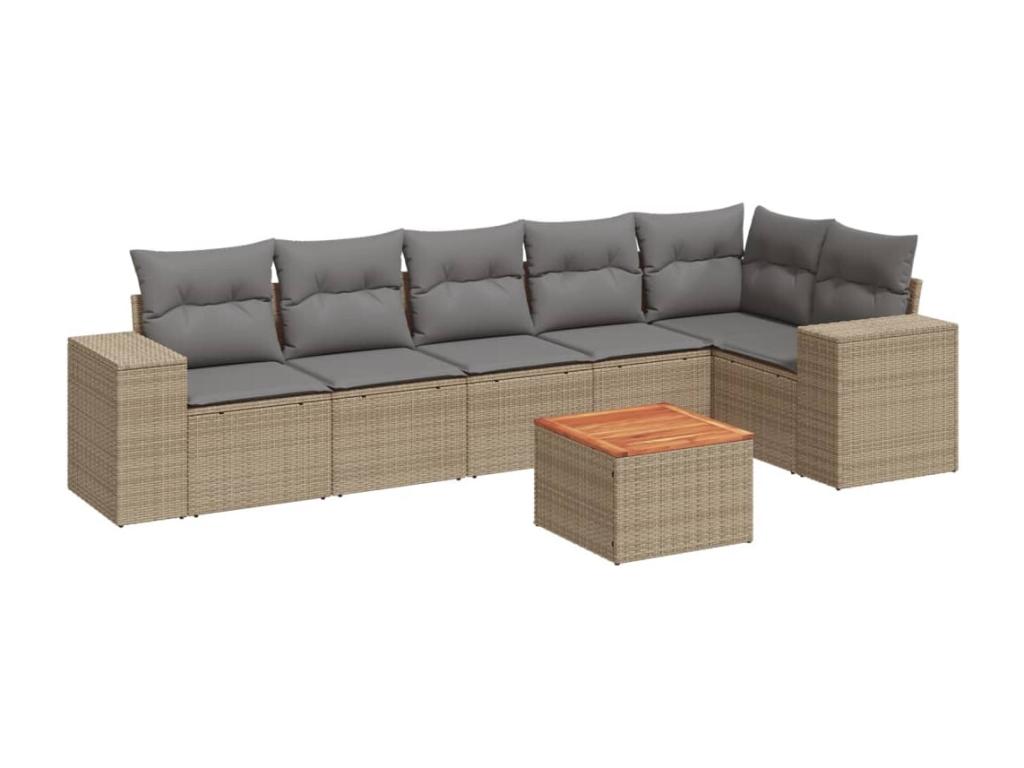 Ensemble de mobilier de jardin en résine tressée beige