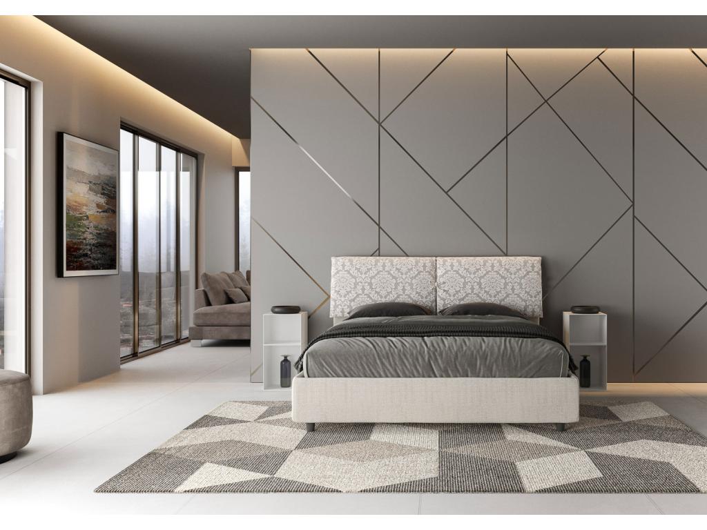 Lit en tissu blanc, 160 x 210 cm