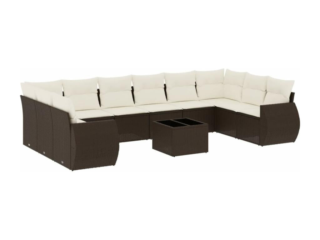 Ensemble de mobilier de jardin en résine tressée marron - dlz1766575502949