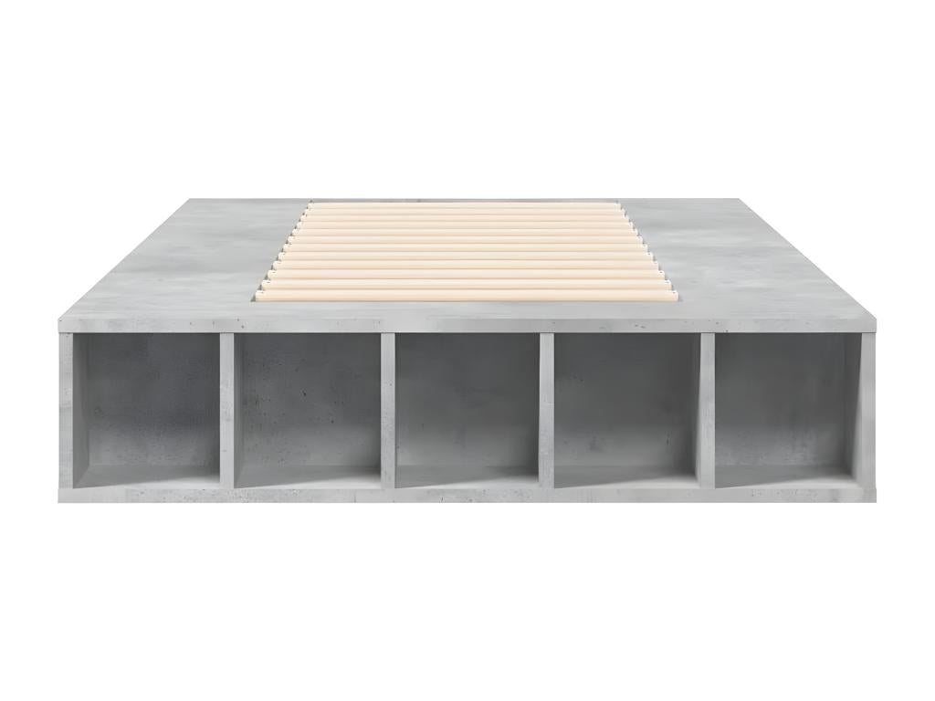 Cadre de lit en bois d'ingénierie gris, 75 x 190 cm