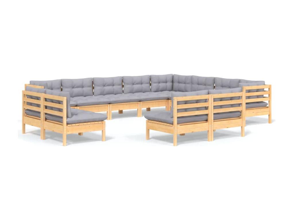 Ensemble de mobilier de jardin en pin gris - dlz1766575483666