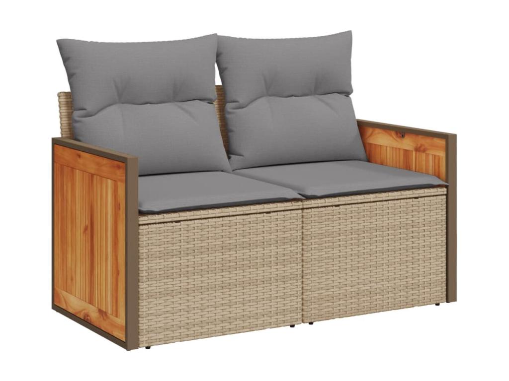 Ensemble de mobilier de jardin en résine tressée beige - dlz1766575285644
