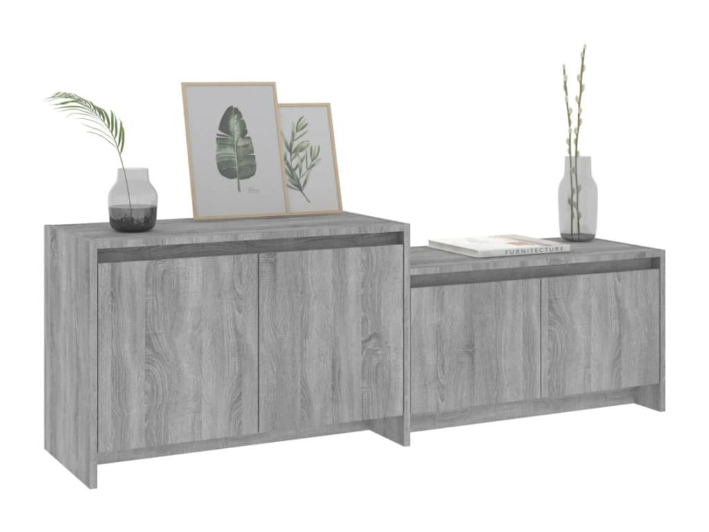 Meuble TV en bois d'ingénierie gris, 146,5 x 35 x 50 cm