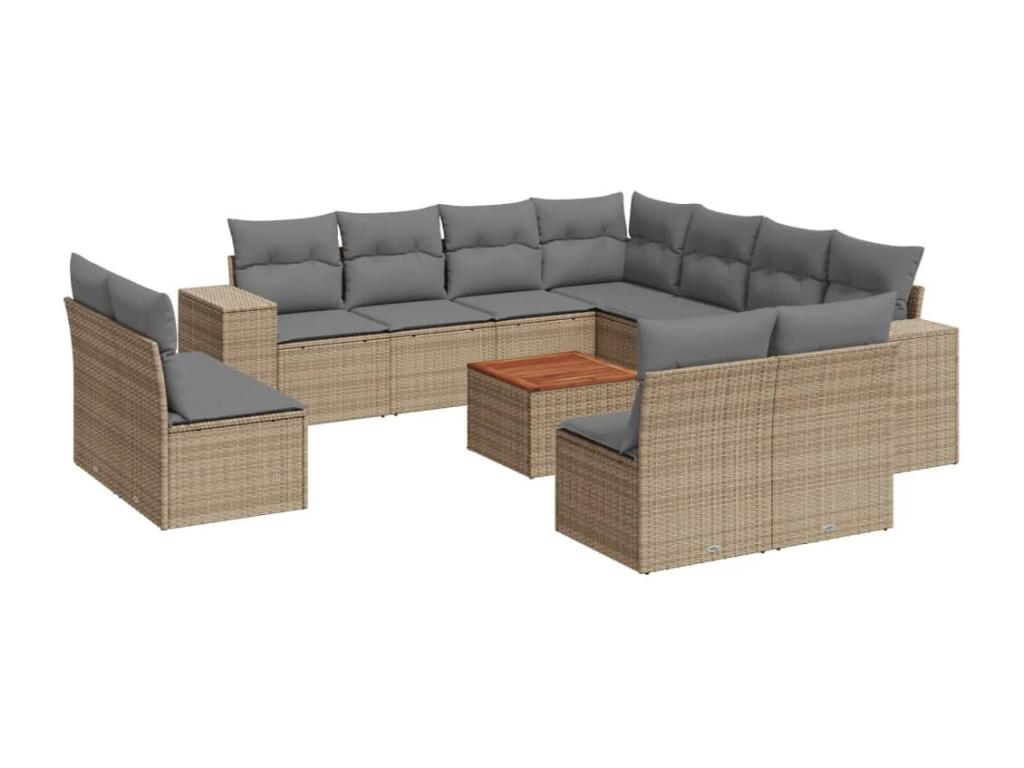 Ensemble de mobilier de jardin en résine tressée beige - dlz1766575483308