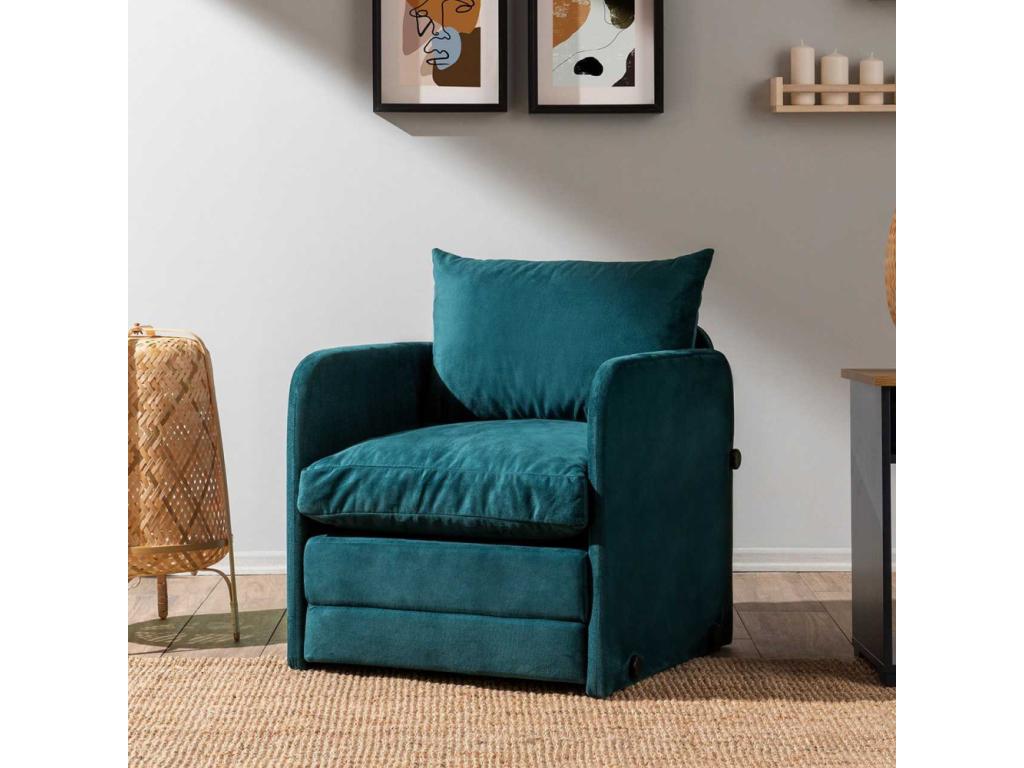 Canapé-lit en tissu bleu