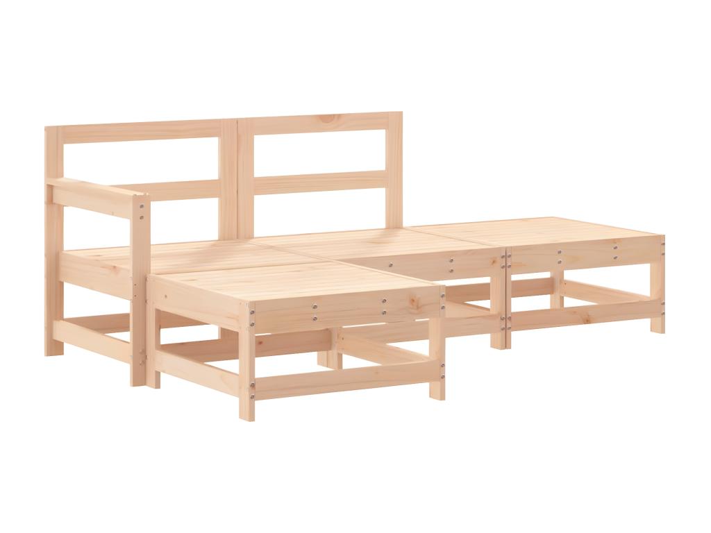 Ensemble de meubles d'extérieur en bois massif brun