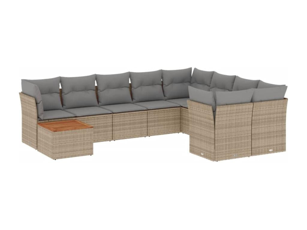 Ensemble de mobilier de jardin en résine tressée beige - dlz1766575423709