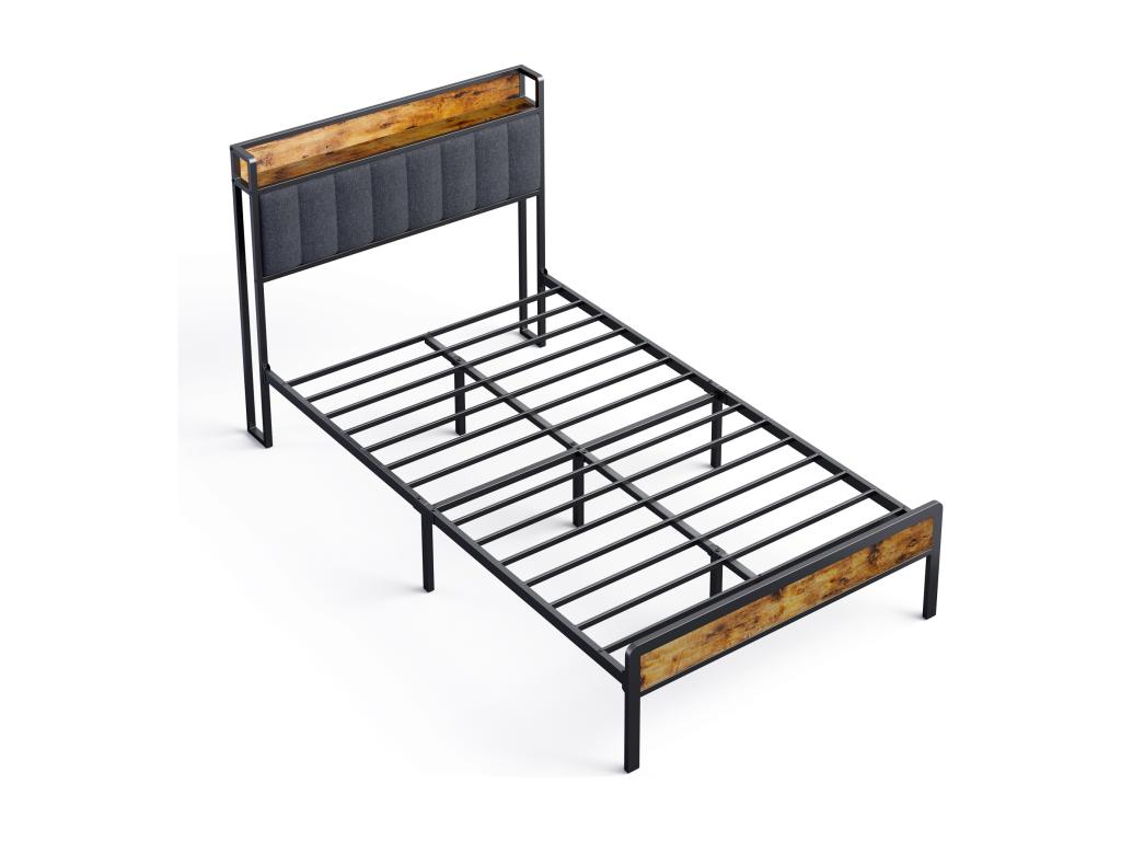 Lit en tissu anthracite, 120 x 200 cm