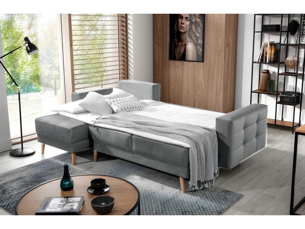 Canapé-lit en velours gris