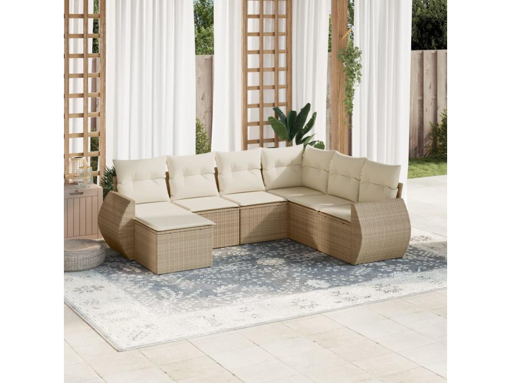 Ensemble de mobilier de jardin en résine tressée beige - dlz1766575432168