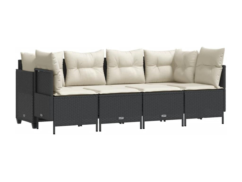 Ensemble de mobilier de jardin en résine tressée noire - dlz1766574933372