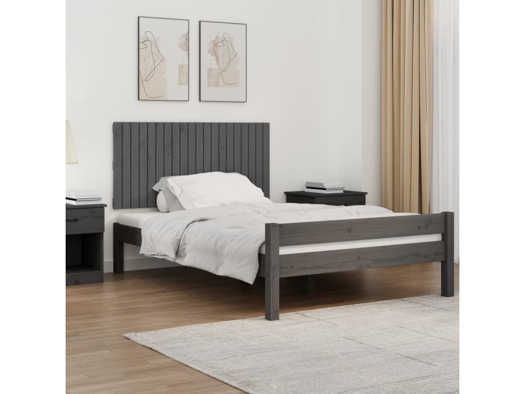 Lit en bois massif gris, 127,5 x 3 x 60 cm