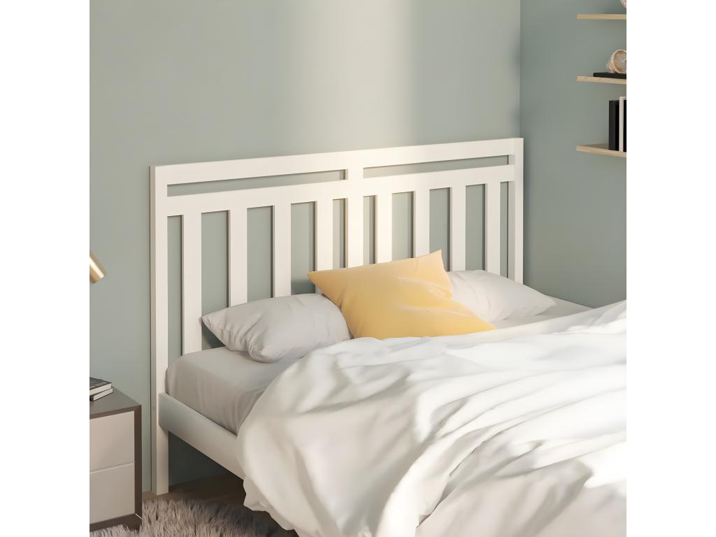 Lit en bois massif blanc, 141 x 4 x 100 cm