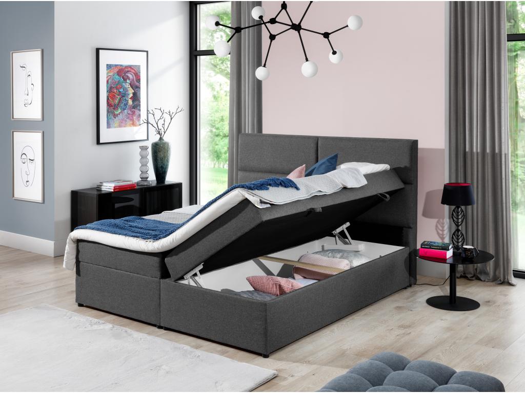 Lit en tissu anthracite, 140 x 200 cm