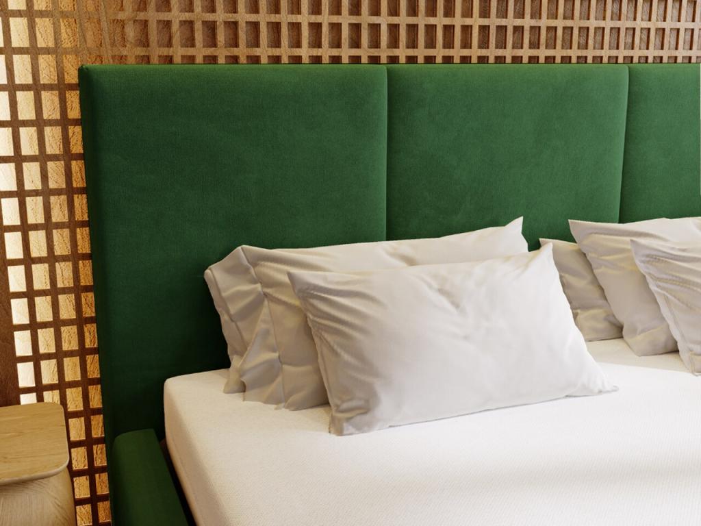 Lit en velours vert, 180 x 200 cm