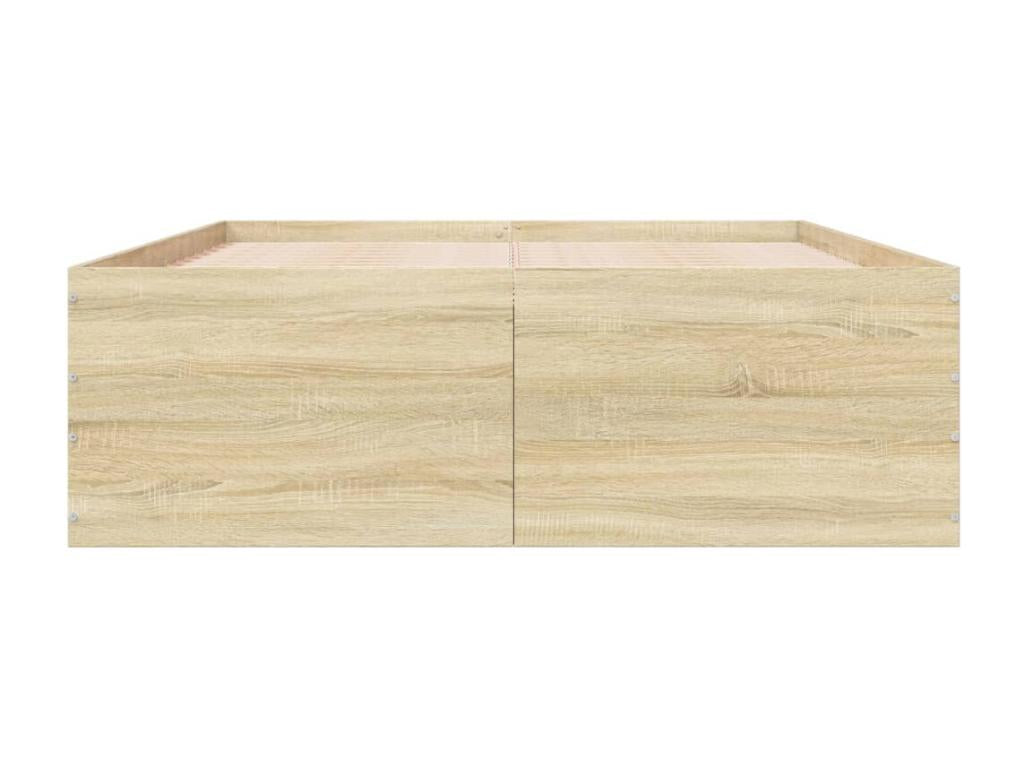 Cadre de lit en bois d'ingénierie brun, 135 x 190 cm