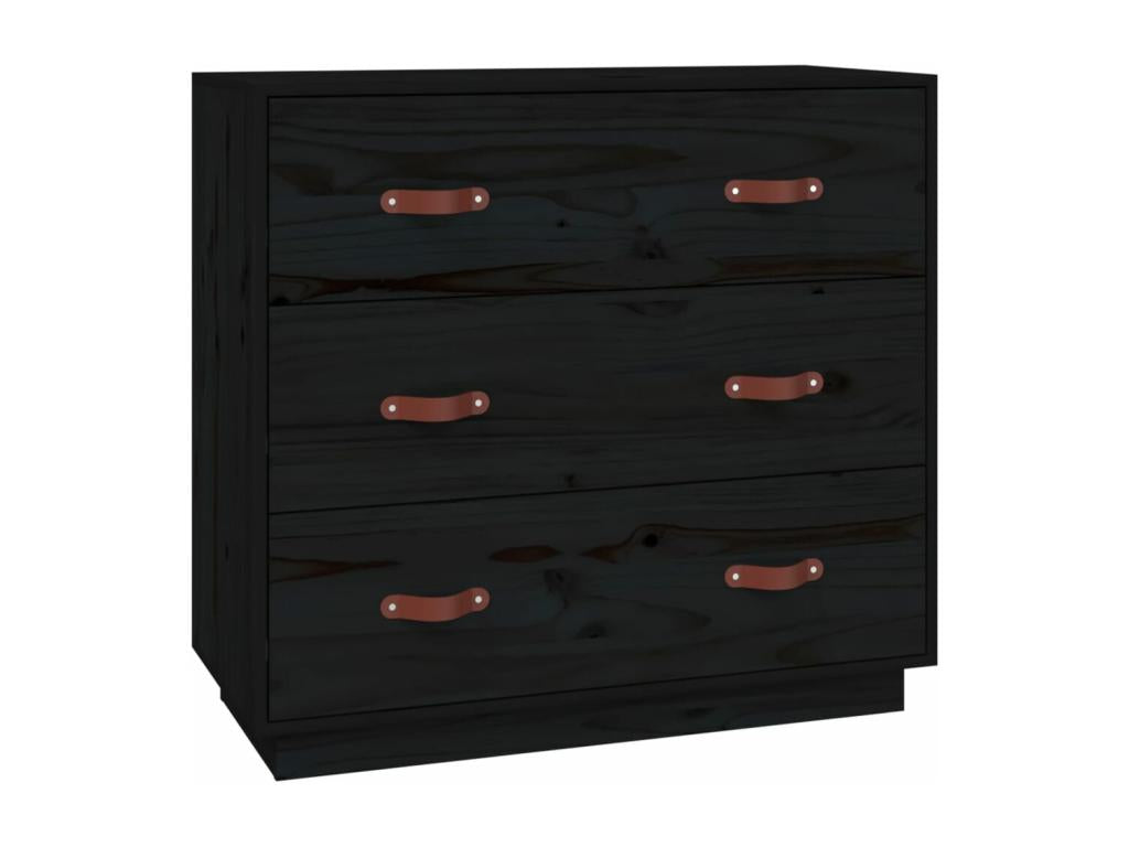 Buffet en bois massif noir, 80 x 40 x 75 cm