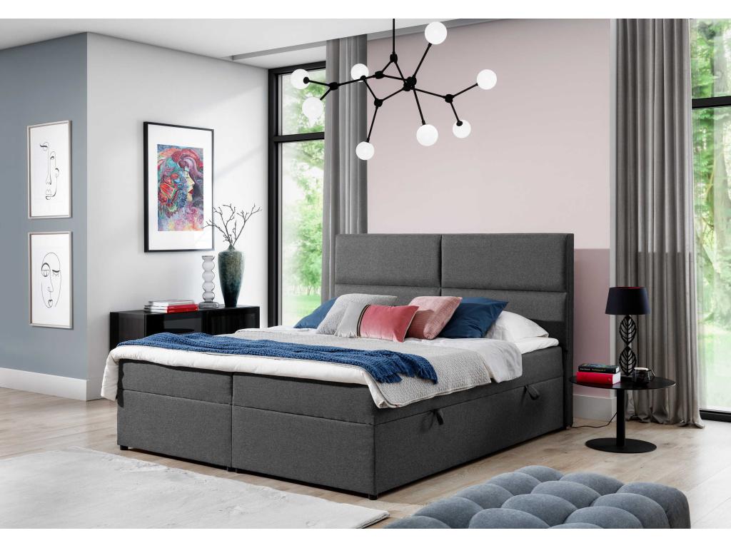 Lit en tissu anthracite, 140 x 200 cm