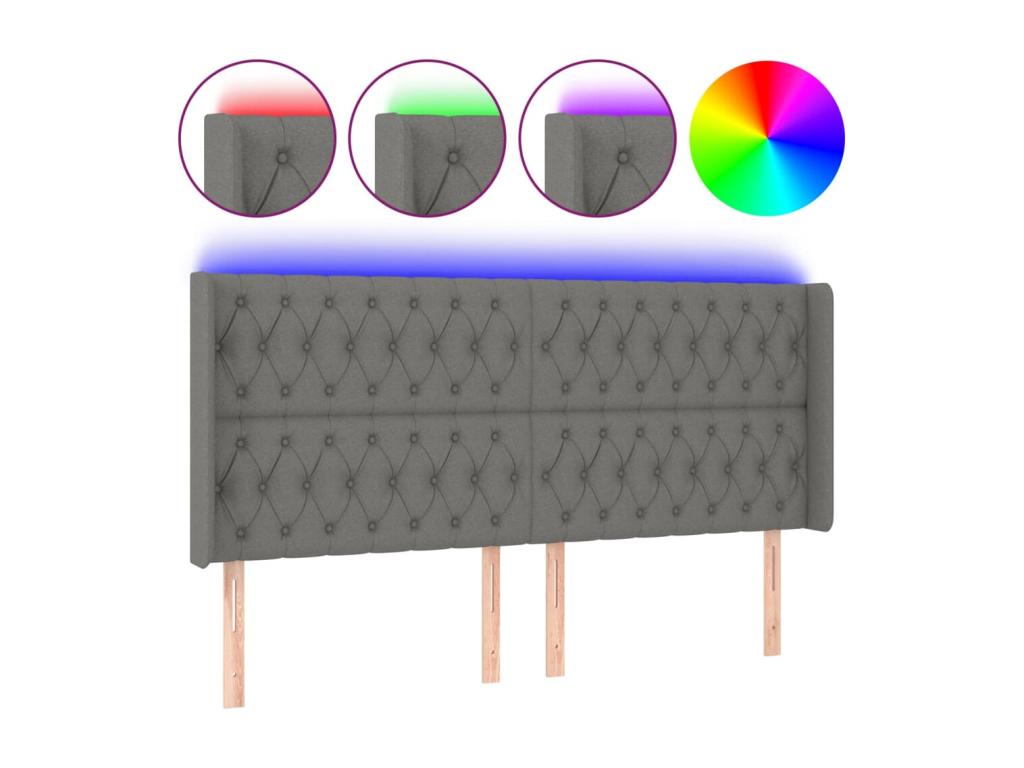 Lit en tissu gris, 183 x 16 x 118 cm