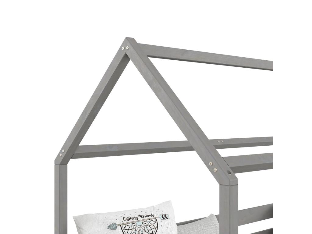 Lit en pin gris, 90 x 200 cm