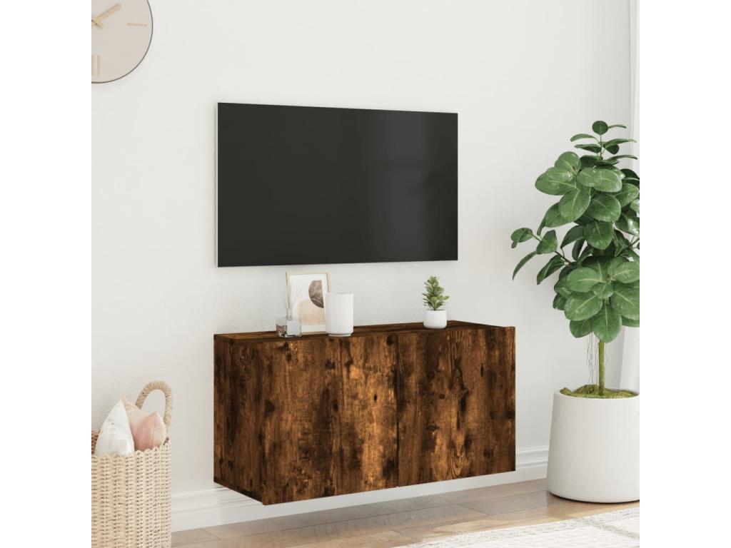 Meuble TV en chêne brun, 80 x 30 x 41 cm